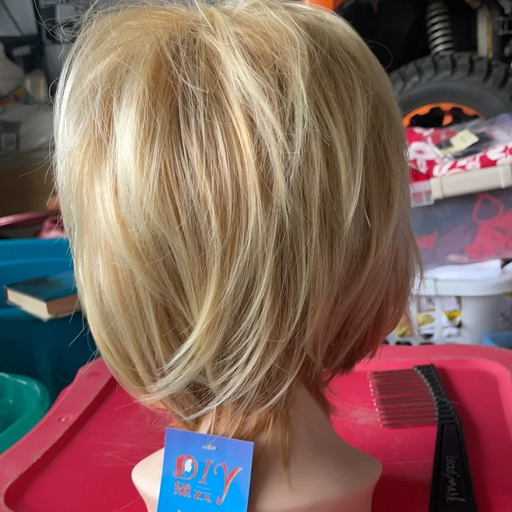 Short Layered Blonde Synthetic Wig for Women - Natural Everyday Look